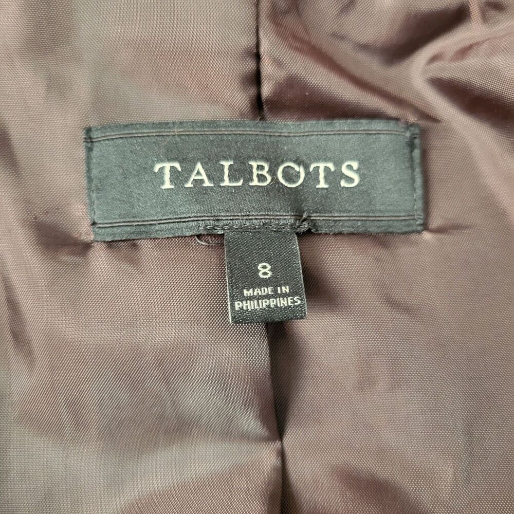 Talbots Wool Blend Blazer Womens 8 Tweed Burgundy Old Money Textured Jacket - Picture 10 of 12
